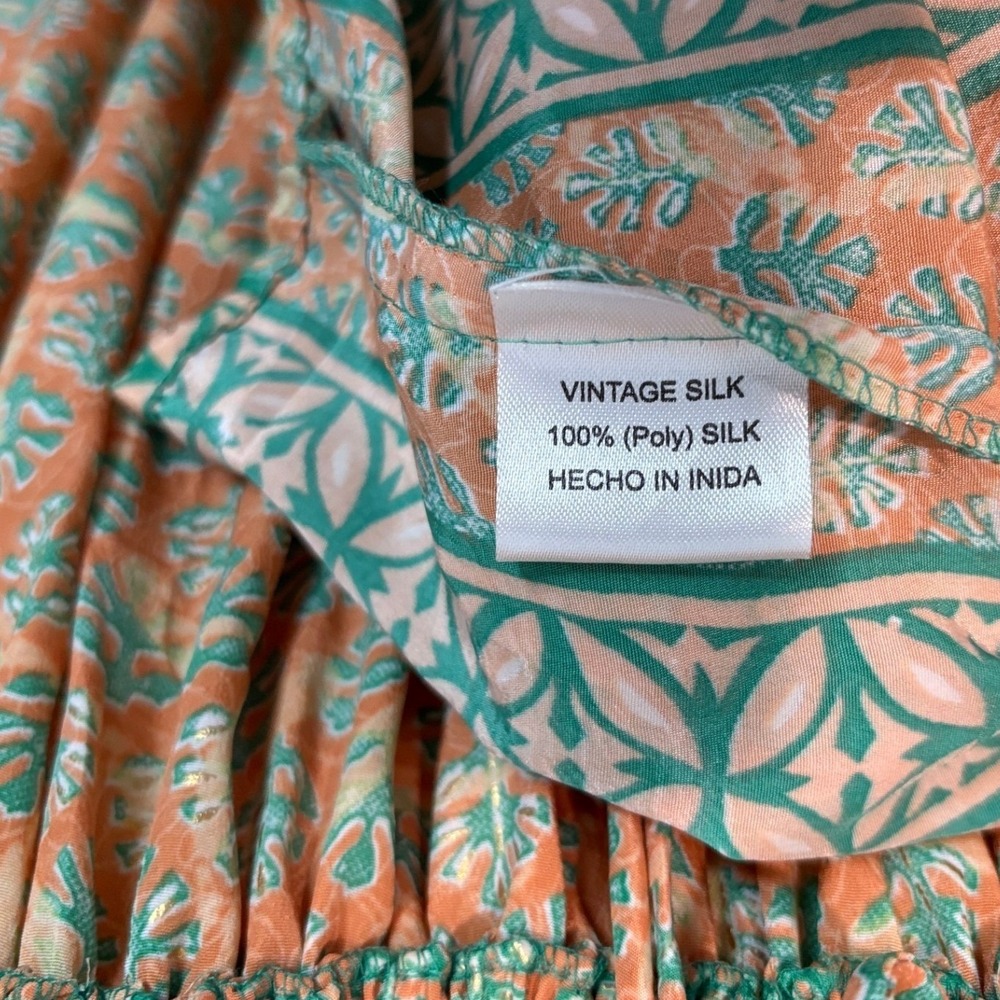 Chocolate Preppy Boho Maxi Dress Orange Green Mirror Embroidery Tassel OS - Picture 8 of 9